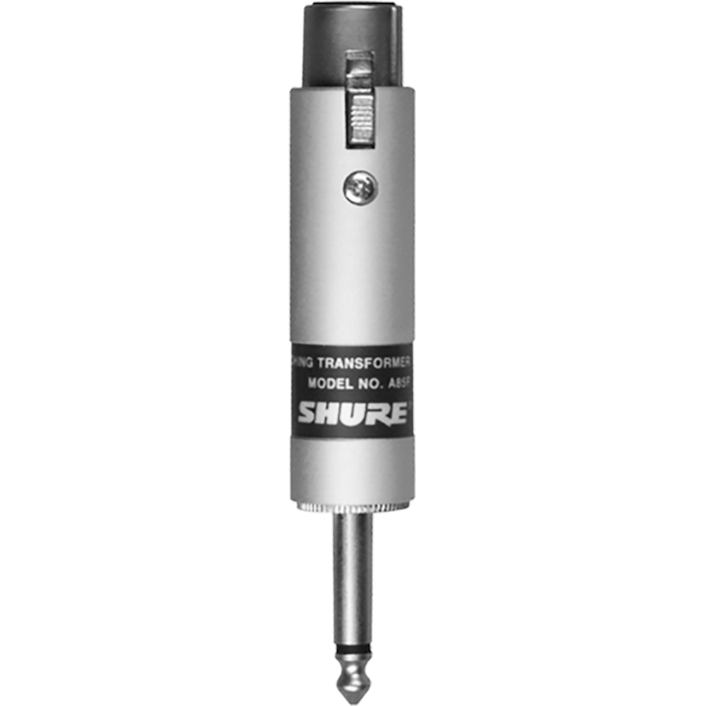 Shure A85F Transformer; Low Z, Female XLR to High Z 1/4" Phone Plug