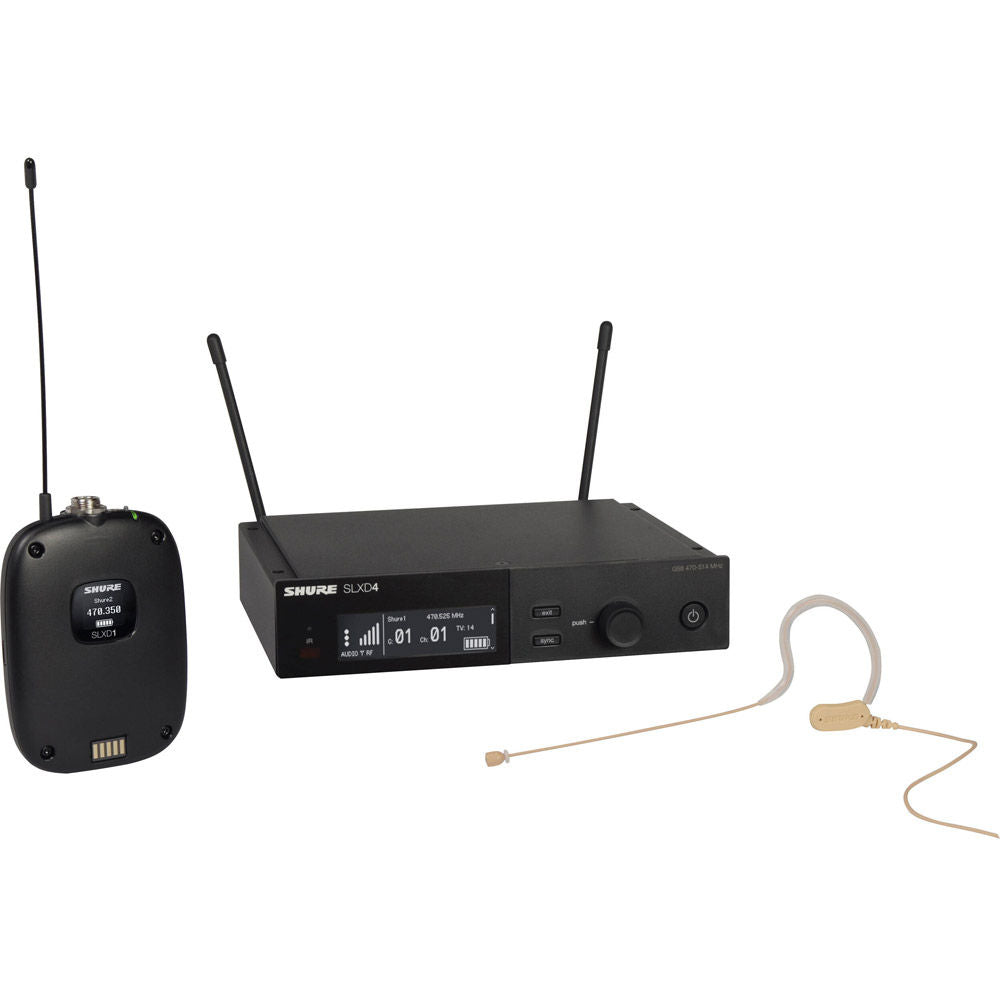 Shure SLXD14/153T-G58 Combo System with SLXD1 Bodypack, SLXD4 Receiver, and MX153T Earset Headworn Microphone
