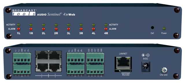 Broadcast Tools Audio Sentinel 4»Web – Web-based Analog Silence Detector - 305broadcast