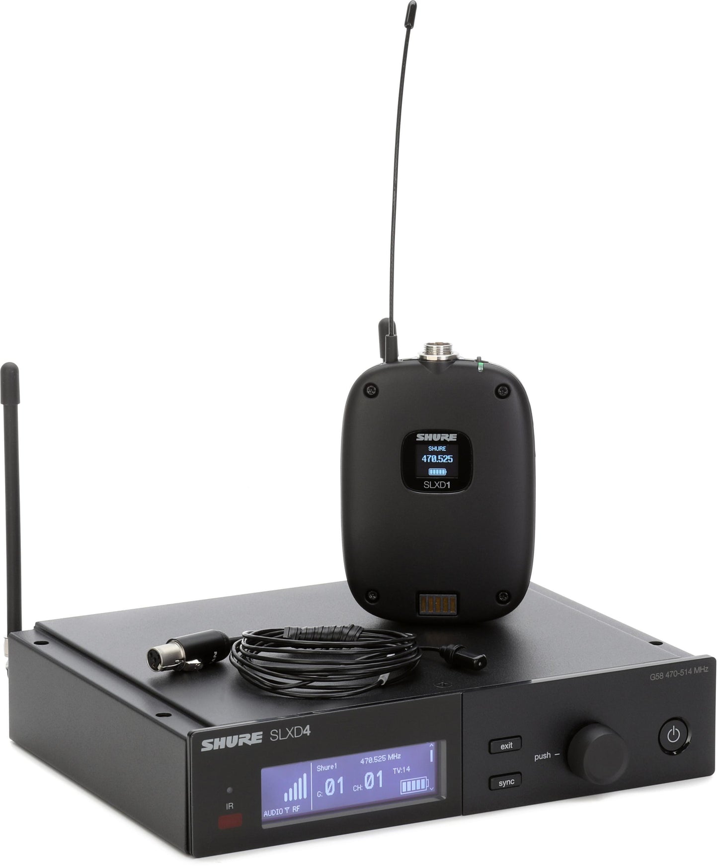 Shure SLXD14/UL4B-J52 SINGLE BP SYS W/ UL4B/C LAV 558-616MHz