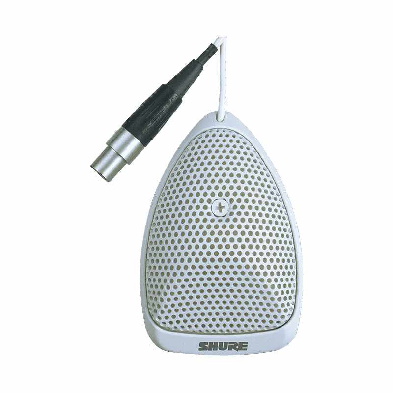 Shure MX391W-A/S Supercardioid - Miniature White Condenser Boundary Microphone, 12' Attached Cable, Detachable Preamp with XLR