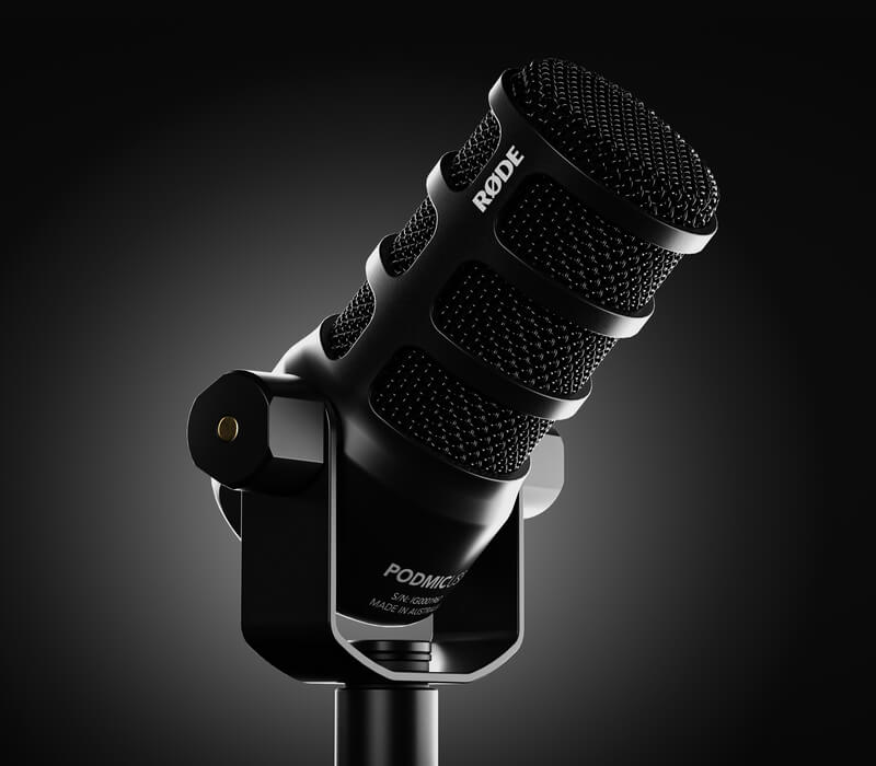 Rode PodMic White Cardioid Dynamic Broadcast Microphone — XLR, Internal Pop Filter, Integrated Swing Mount