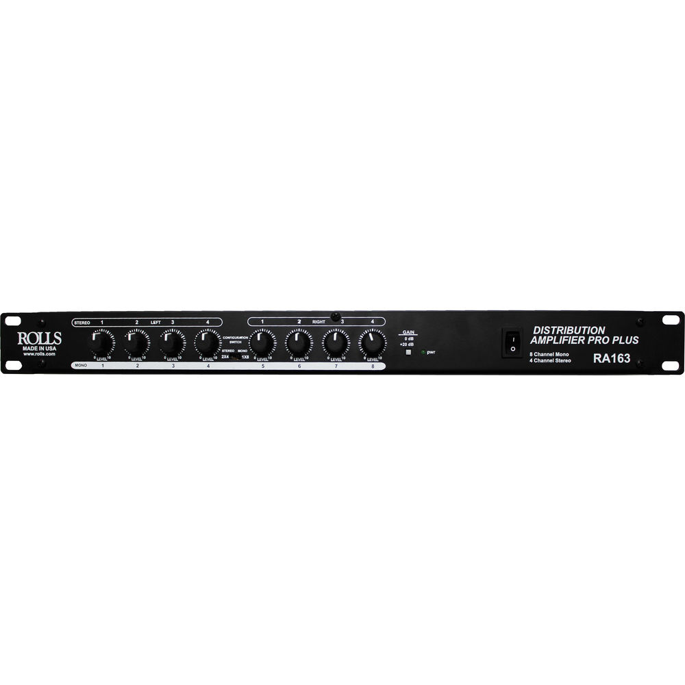 Rolls Corporation RA163 Rolls RA163 XLR Distribution Amp 8 CH Mono/4 CH Stereo - (B-Stock)