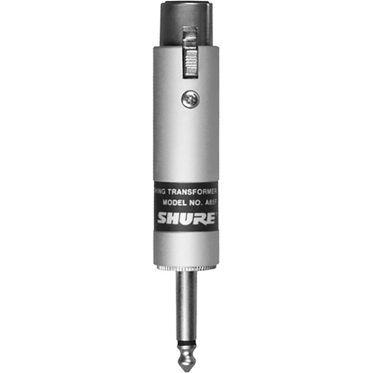 Shure A85F Transformer; Low Z, Female XLR to High Z 1/4" Phone Plug