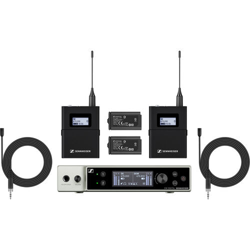 Sennheiser EW-DX MKE 2 SET (R1-9) EW-DX MKE 2 SET Dual-Channel Digital Wireless System with Two Omni Lavalier Mics (R1-9: 520 to 607 MHz) - (B-Stock)
