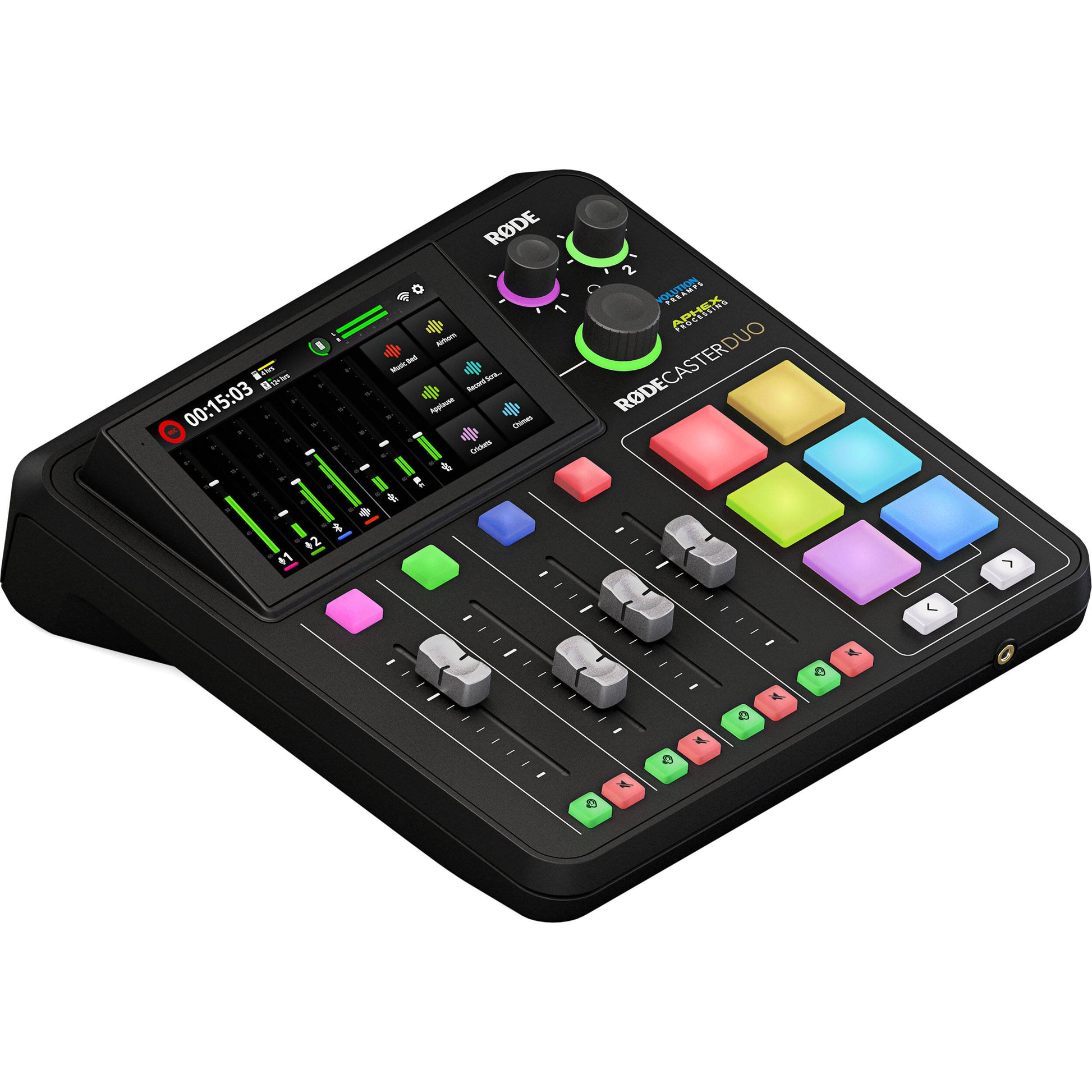 Rode RODECaster Duo Compact Integrated Audio Production Studio with 4 Faders, APHEX DSP, and Wireless Receiver