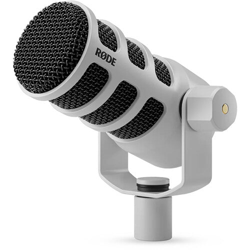 Rode PodMic White Cardioid Dynamic Broadcast Microphone — XLR, Internal Pop Filter, Integrated Swing Mount