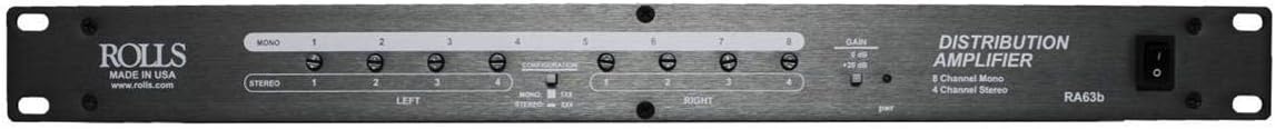 Rolls Corporation RA63b Rolls RA63b Distribution Amp 8 CH Mono/4 CH Stereo - (B-Stock)