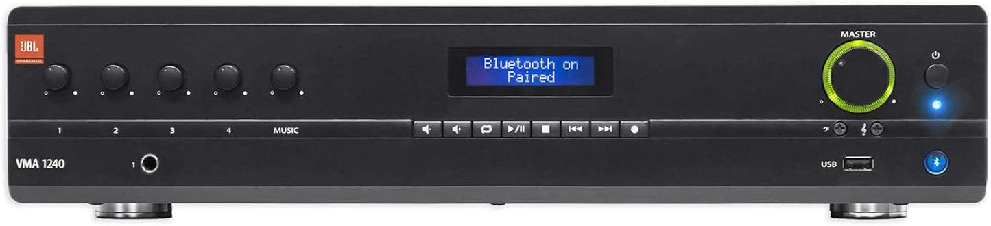 JBL NVMA1240-0-US VMA1240 Commercial Series 240W Bluetooth-Enabled Mixer/Amplifier (5-In/1-Out) - (B-Stock)