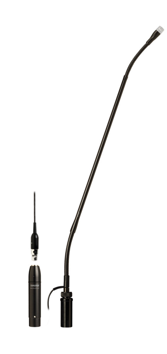 Shure MX418SE/N No Cartridge-18" Gooseneck Condenser Microphone, Shock Mount, Flange Mount, 10 Side-Exit (or Bottom-Exit) Cable