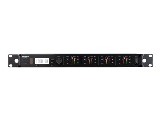 Shure ULXD4QGV=-G50 Quad Digital Wireless Receiver with Always On AES256 Encryption, Internal Power Supply, 1/2 Wave Antenna and Rack Mounting Hardware, 470-534 MHz