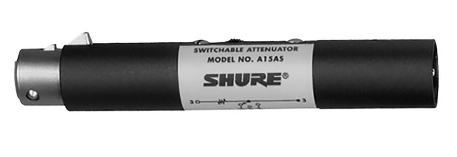 Shure A15AS Switchable Attenuator (15, 20, 25 dB), Passes Phantom Power