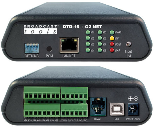 Broadcast Tools DTD-16 + G2 NET – DTMF Decoder w/ Relay Outputs, USB/Serial/Ethernet - 305broadcast
