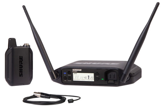 Shure GLXD14+/93-Z3 The GLX-D+ Dual Band Wireless Presenter System features the miniature wearable WL93 lavalier microphone for spoken word applications and the GLXD4+ tabletop receiver.