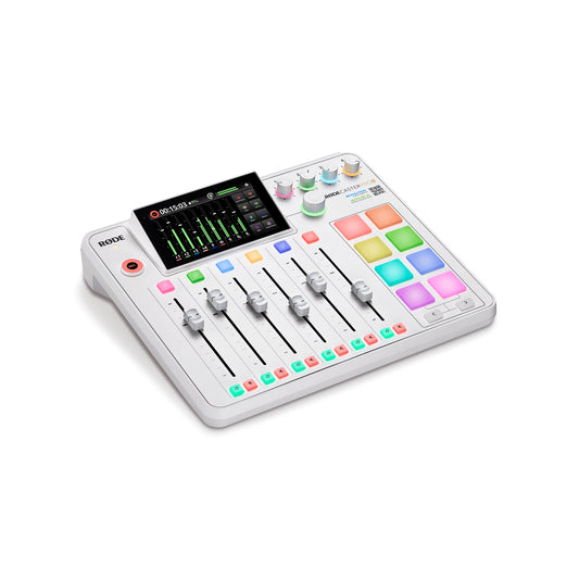 Rode RODECaster Pro II White Integrated Audio Production Studio with 9-Channel Console, APHEX DSP, and 5.5-Inch Touchscreen