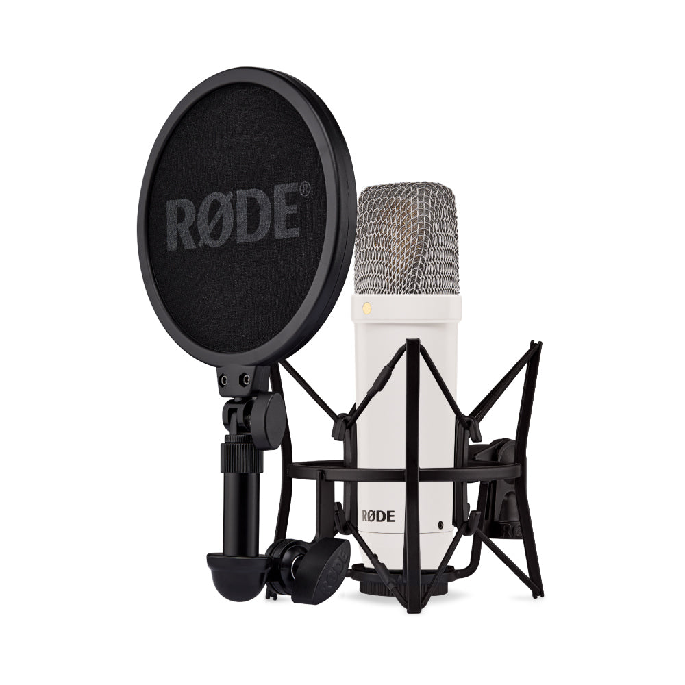 Rode NT1 Signature Series White Large-Diaphragm Cardioid Condenser Microphone with SM6 Shockmount and XLR Cable