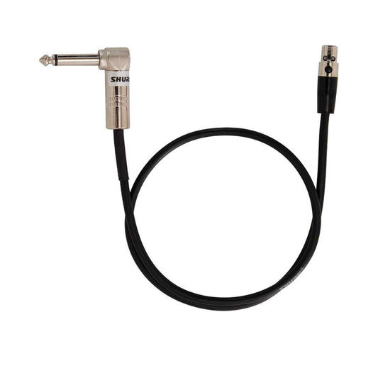 Shure WA304 2' Instrument Cable, 4-Pin Mini Connector (TA4F) with Right-Angle 1/4" Connector, used with ULX, UR1, SLX1, PGX1, P