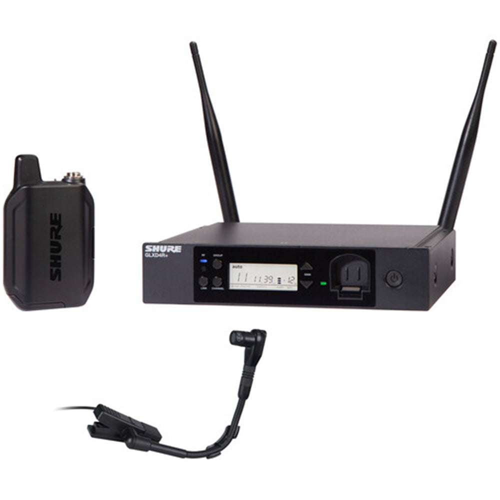 Shure GLXD14R+/B98-Z3 The GLX-D+ Dual Band Wireless Rack System features the precision-crafted BETA 98H/C flexible gooseneck microphone and the GLXD4R+ half-rack receiver.