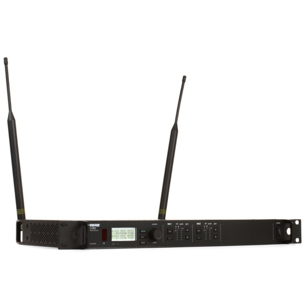 Shure ULXD4D=-V50 Dual Digital Wireless Receiver with internal power supply, 1/2 Wave Antenna and Rack Mounting Hardware
