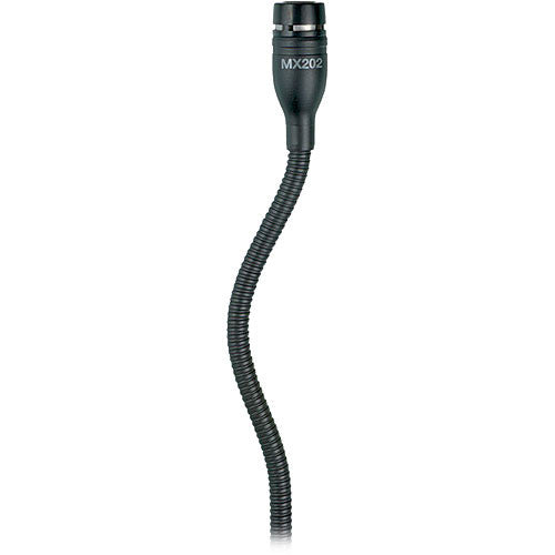 Shure MX202B/N No Cartridge - Black Mini-Condenser for Overhead Miking, 30 Cable, In-Line Preamp with XLR Microphone Stand Adap
