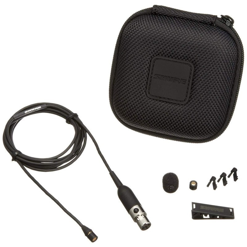 Shure MX150B/O-XLR Omnidirectional 5mm Subminiature Lavalier Microphone with XLR Preamp, Black