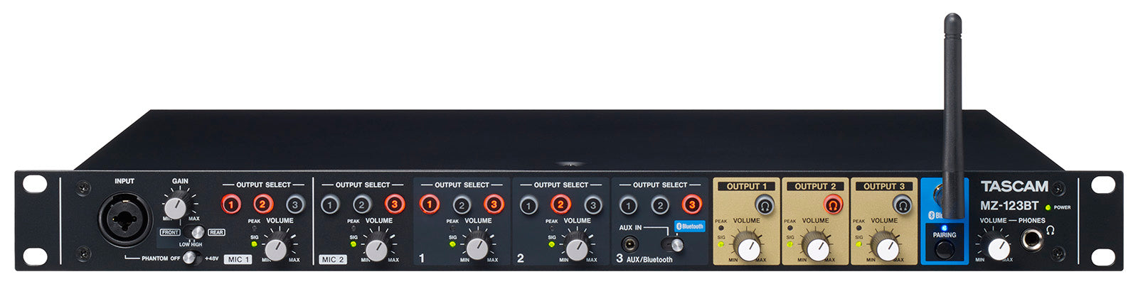 Tascam MZ-123BT 3-Channel Rackmount Multi-Zone Mixer With Bluetooth - 305broadcast