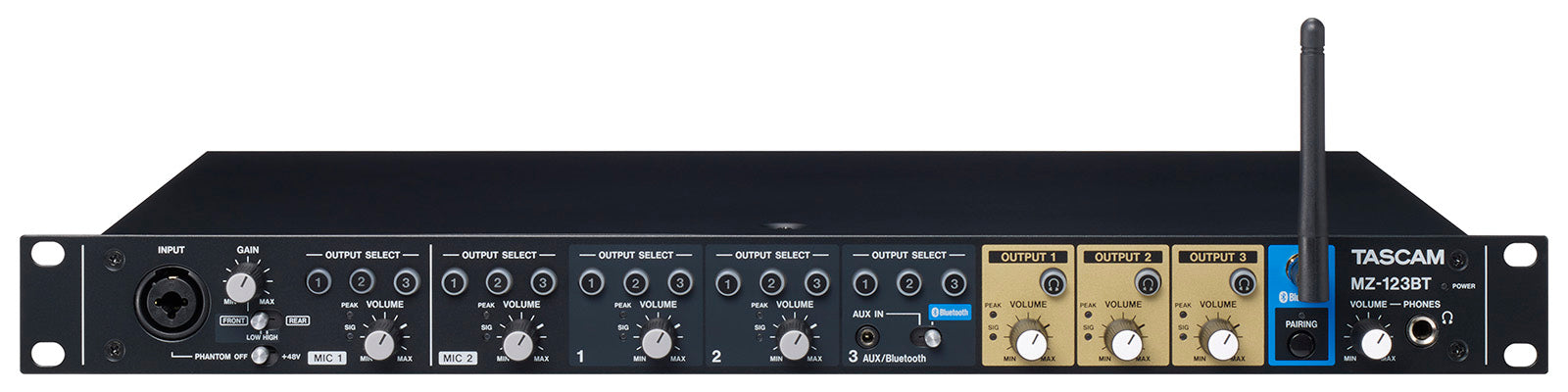 Tascam MZ-123BT 3-Channel Rackmount Multi-Zone Mixer With Bluetooth - 305broadcast