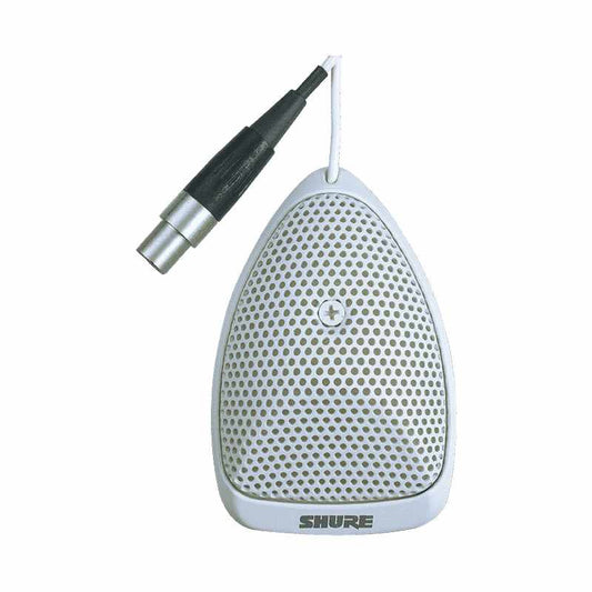 Shure MX391W-A/S Supercardioid - Miniature White Condenser Boundary Microphone, 12' Attached Cable, Detachable Preamp with XLR