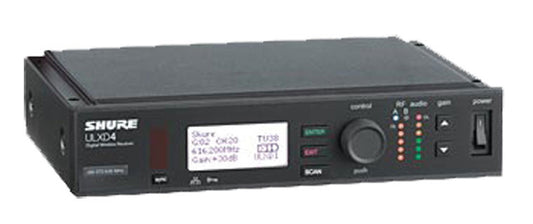 Shure ULXD4GV=-H50 Single Digital Wireless Receiver with Always On AES256 Encryption, PS41US Power Supply, 1/2 Wave Antenna and Rack Mounting Hardware, 530-602 MHz