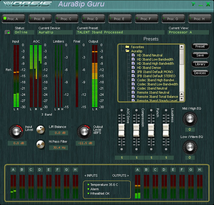 Wheatstone AURA8IP-3 - Wheatnet-IP Audio Processing Blade 3 - 305broadcast