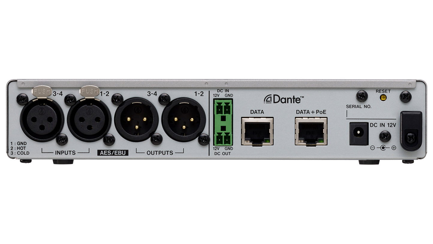 Tascam AE-4D - 4 Channel AES/EBU Input/Output Dante Converter with built-in DSP Mixer - 305broadcast