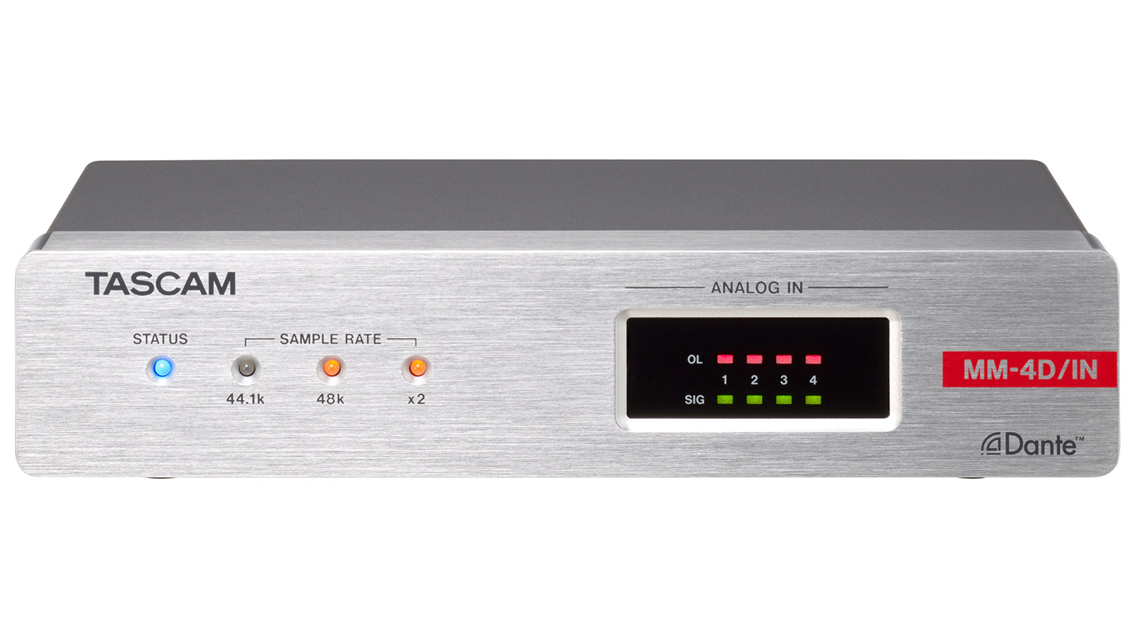 Tascam MM-4D/IN-X - 4 Channel Mic / Line Input Dante Converter with built-in DSP Mixer XLR - 305broadcast